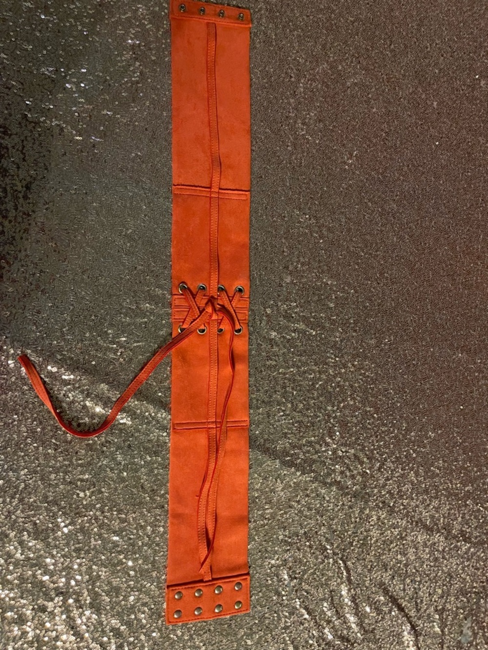 Anthropologie Rust Lace-Up Waist Belt